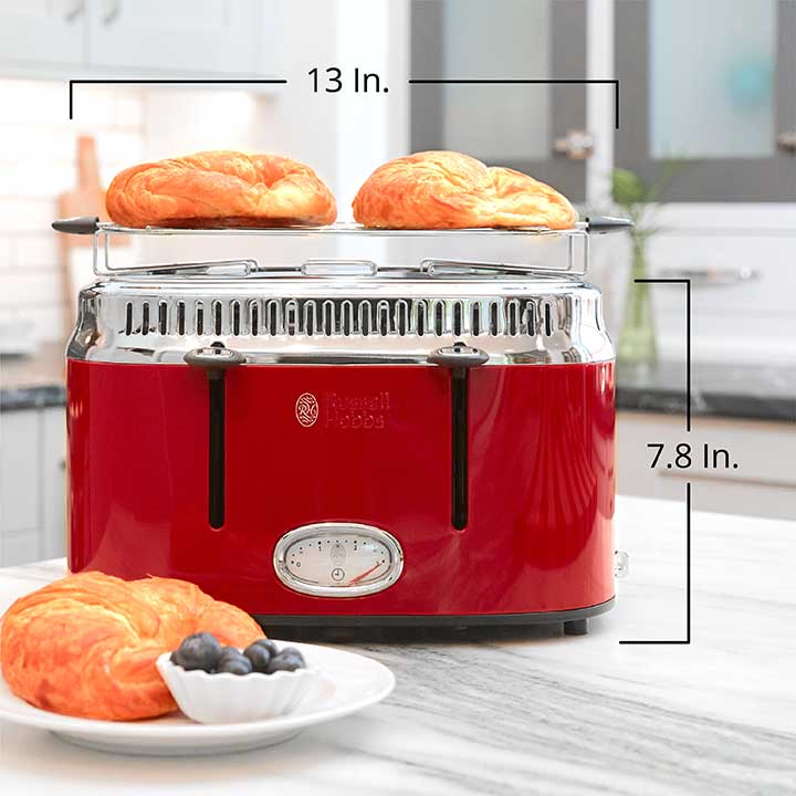 Retro Style 4 Slice Toaster Red Stainless Steel